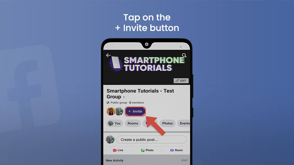 Tap on the Invite Button in Facebook Group