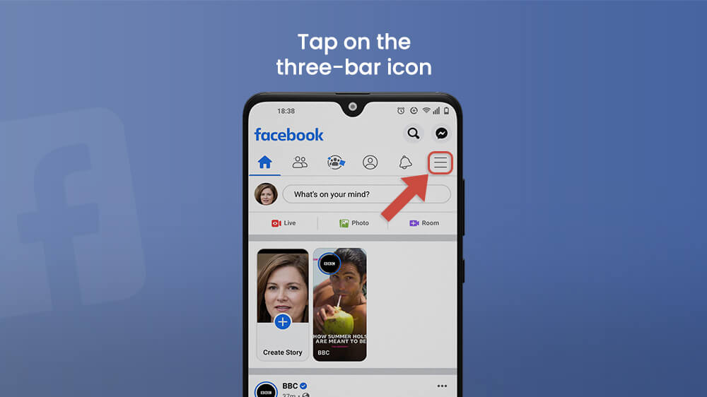 Three-bar icon on Facebook App