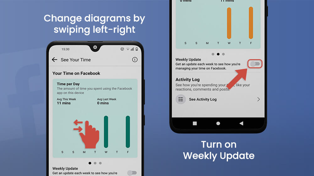 Change Time Diagrams and Turn on Weekly Update on Facebook App