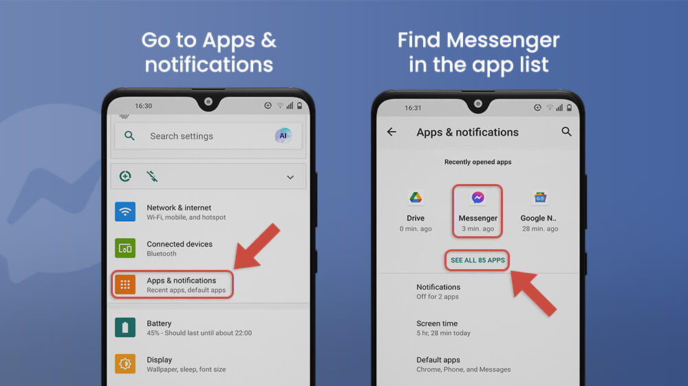 Find Facebook Messenger in Apps _ Notifications