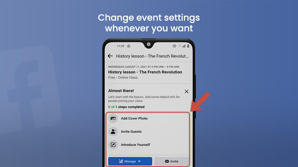 Change Facebook Event Settings