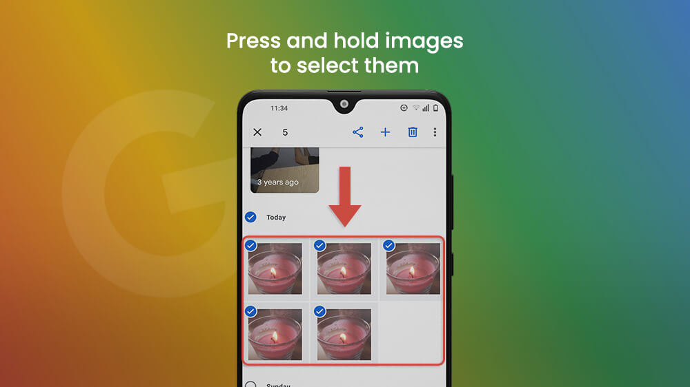 Press and Hold Images - Google Photos GIF