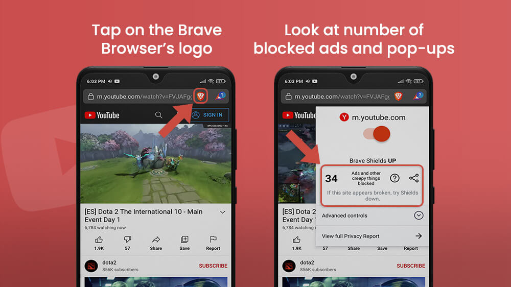Brave Browser Number of Blocked Ads