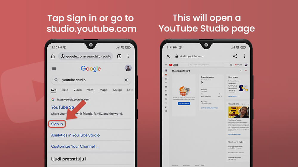 Open A YouTube Studio Page