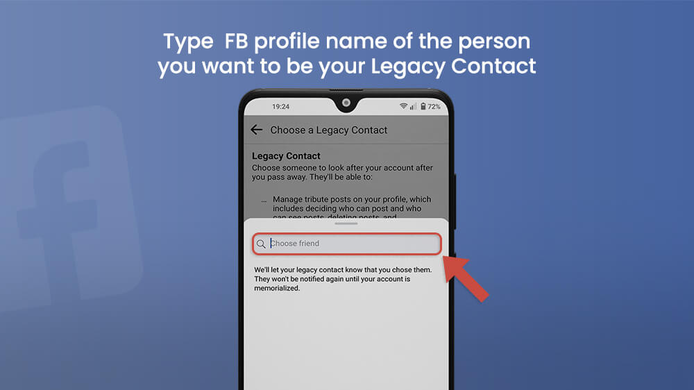 Type the Facebook Legacy Contact