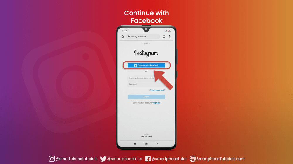 Continue With Facebook When Creating Instagram Account