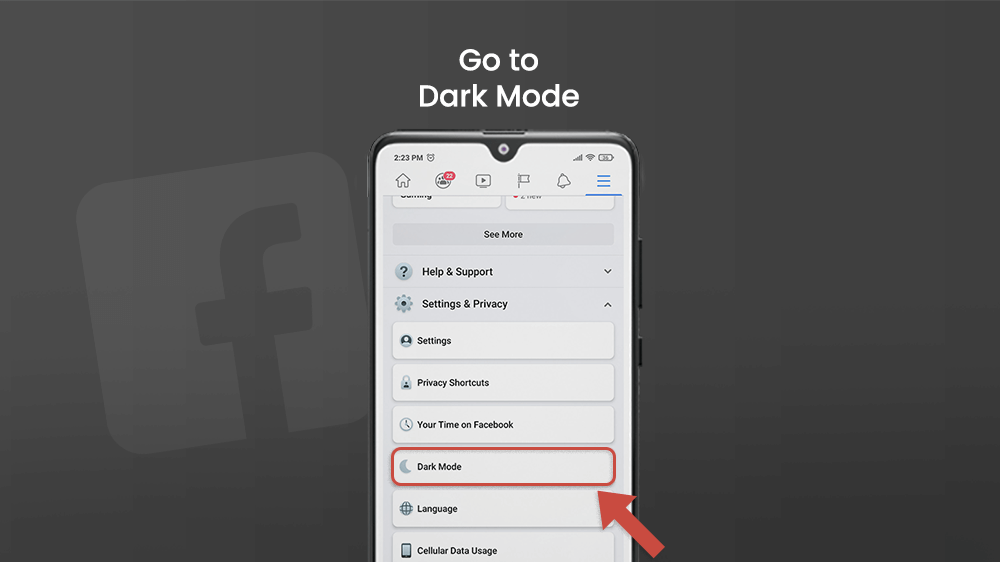 Go to Facebook Dark Mode