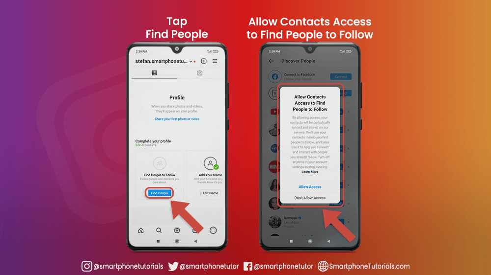 Allow Contacts Access on Instagram