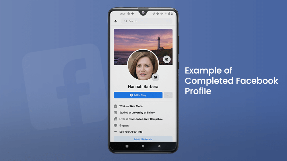 Example of Completed Facebook Profile on Smartphone