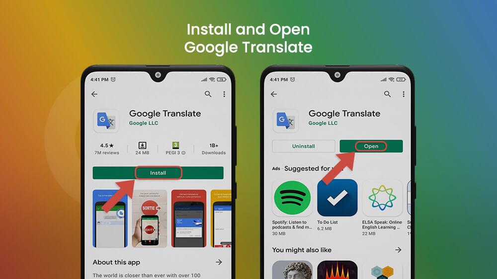 google translate app on website