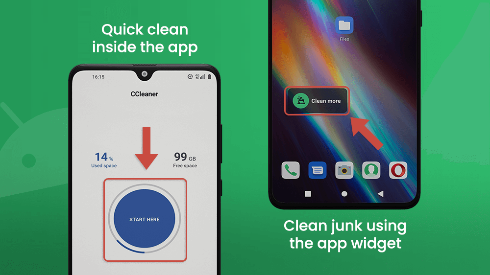 Quick Clean in App or Using the Widget