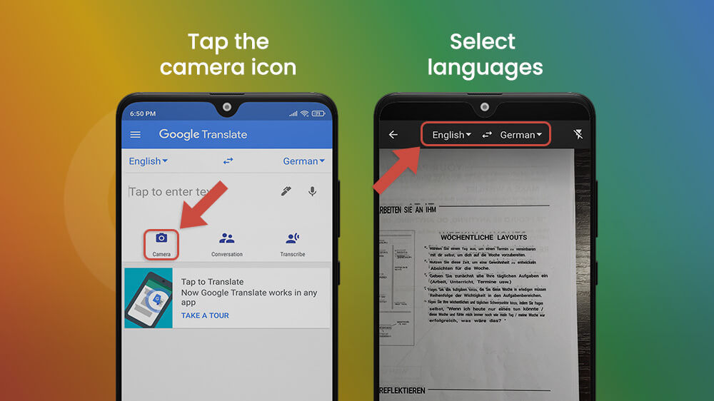 google translate camera app