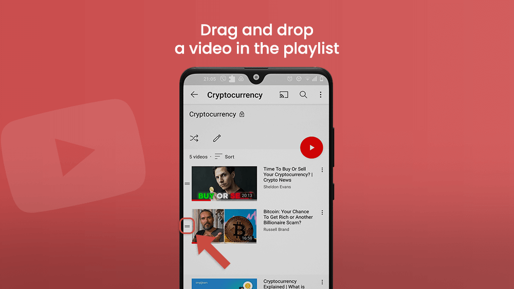 Drag and Drop a YouTube Video in the Playlist