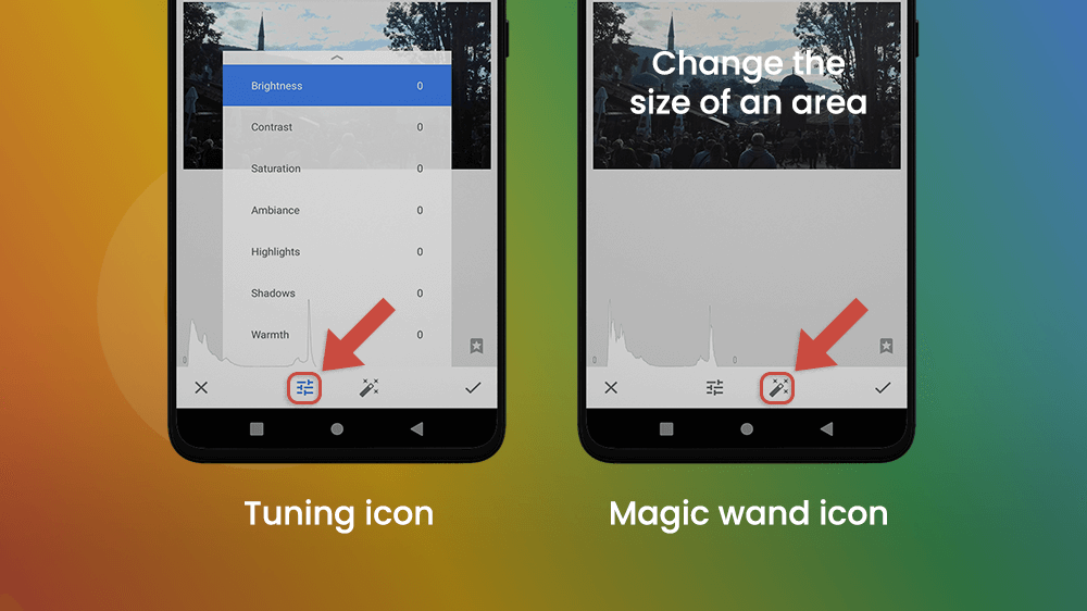Tuning and Magic Wand Icon in Google Snapseed