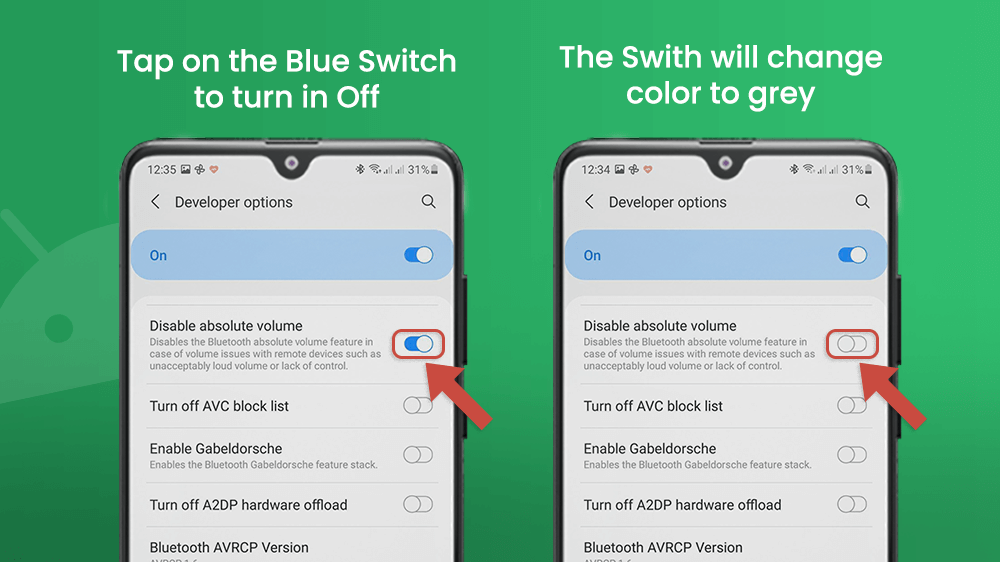 Switch Off Disable Absolute Volume on Android