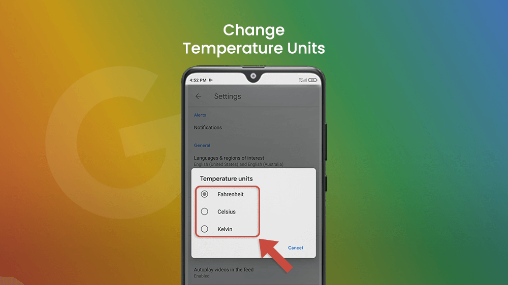 Set Temperature Units on Google News