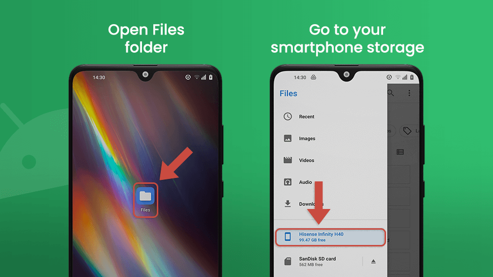 Go to your Smartphone Storage