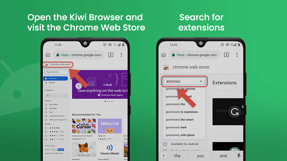 Open the Kiwi Browser and Visit the Chrome Web Store