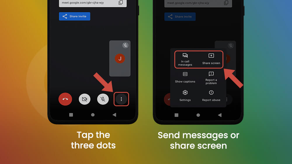 Send messages or share screen