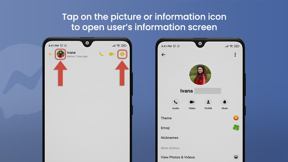 Open User Information Screen in Facebook Messenger App