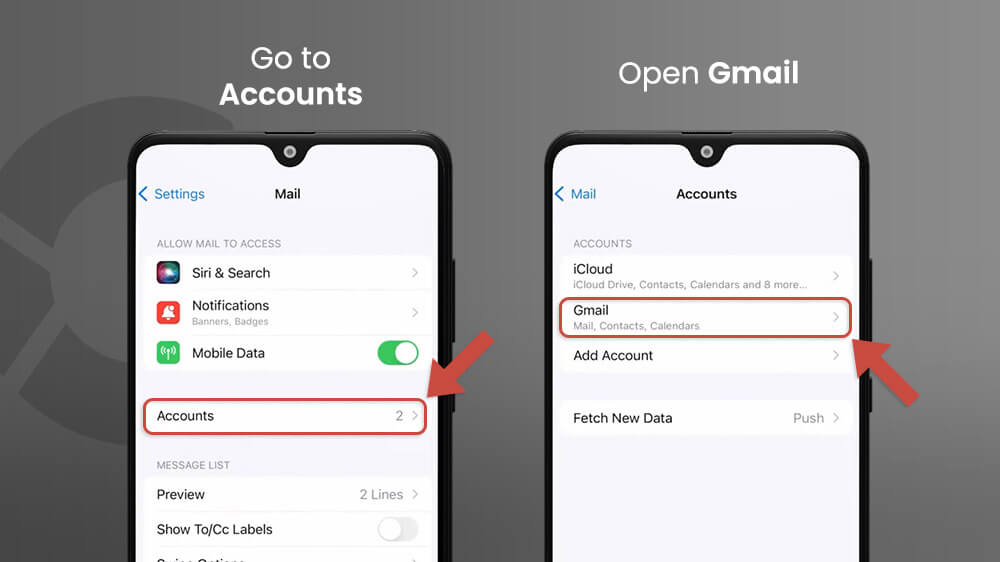 16. Go to Accounts and Open Gmail on iPhone