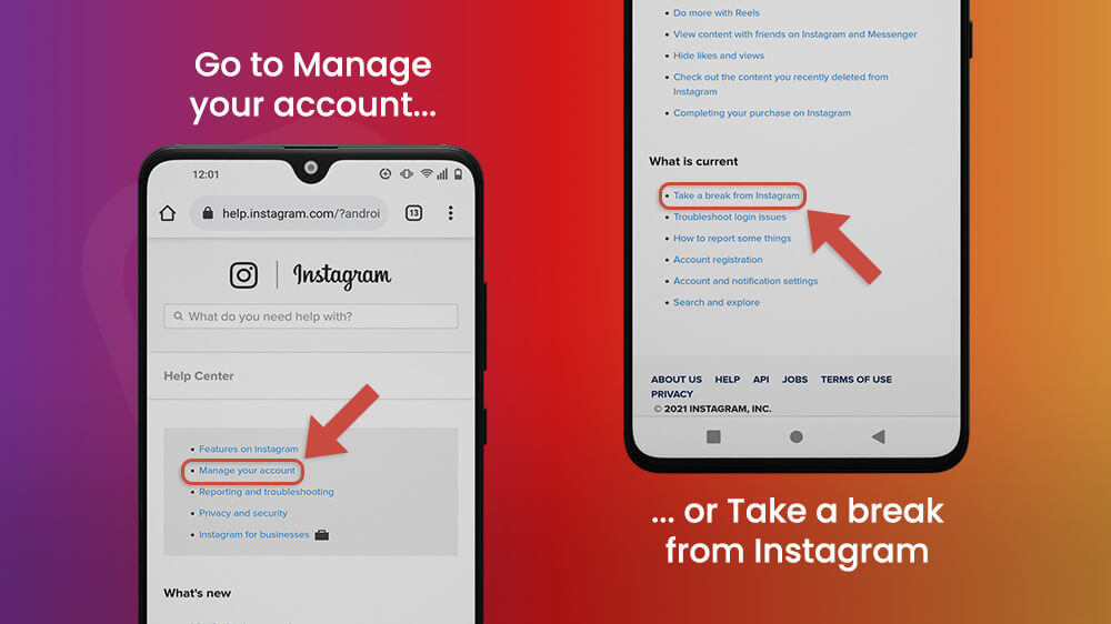 Manage Your Account or Take a Break From Instagram