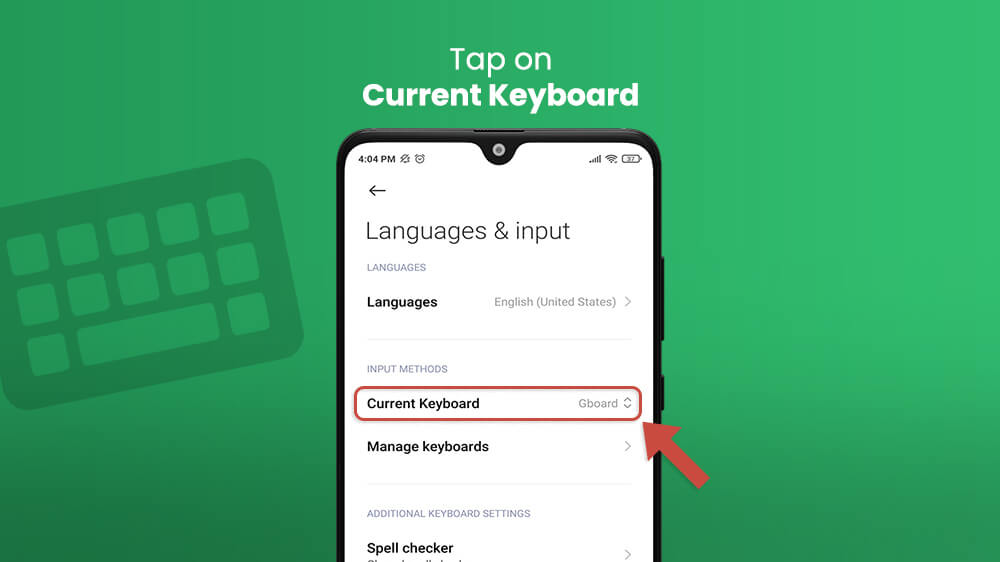 17. Tap on Current Keyboard