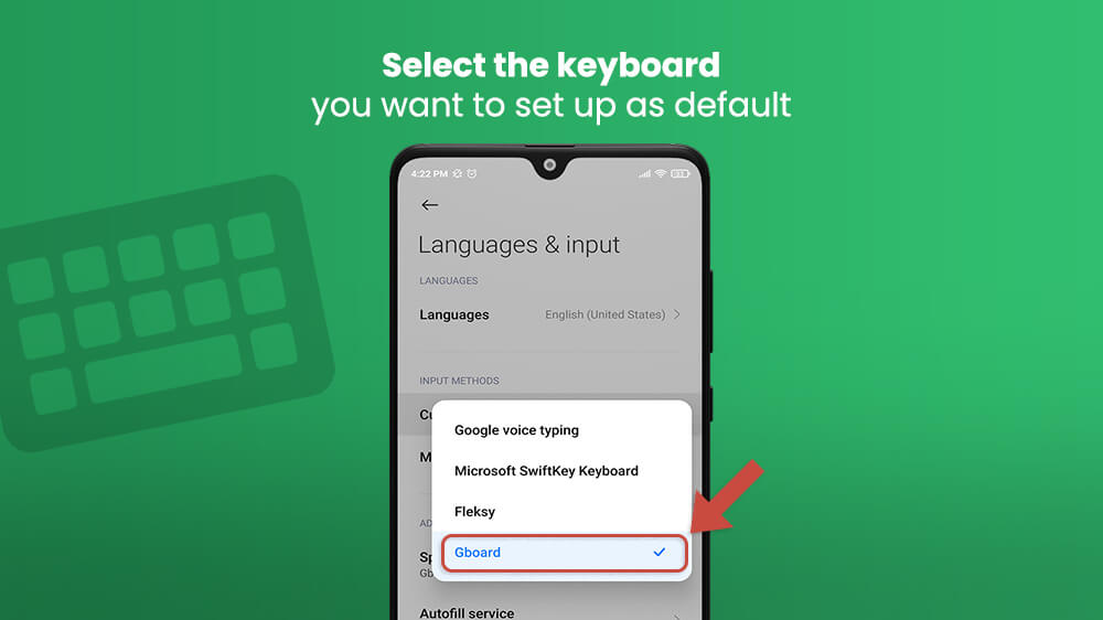 18. Select Default Keyboard