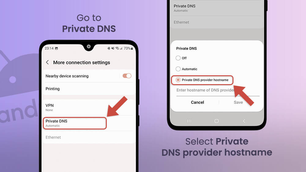 15. Select Private DNS Provider Hostname Samsung Phone