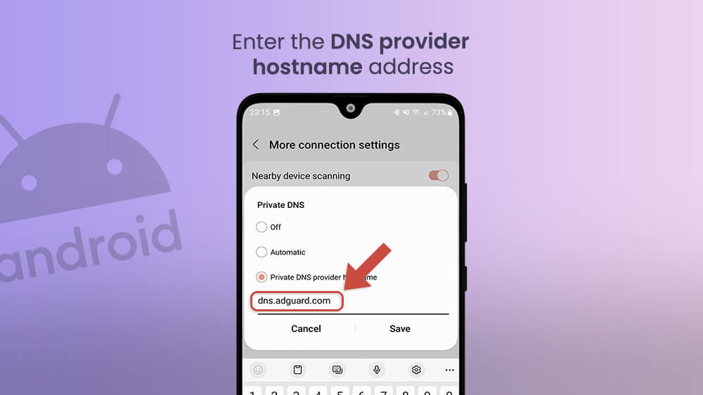 16. Enter the DNS Provider Hostname Address Samsung