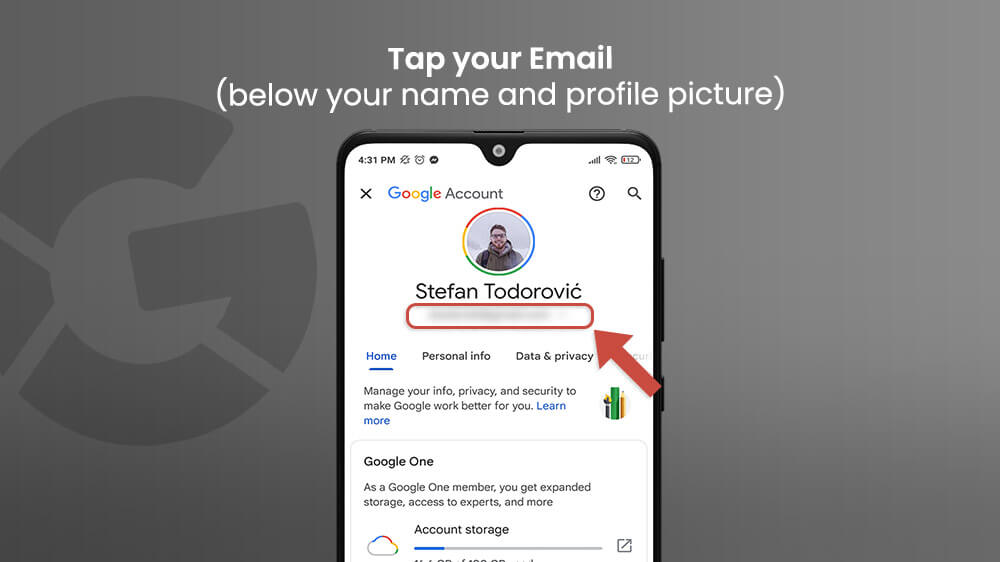 20. Tap Your Email - Android Xiaomi