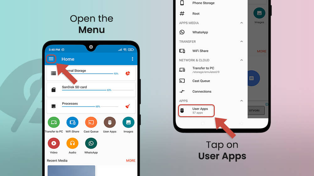 12. Tap on User Apps