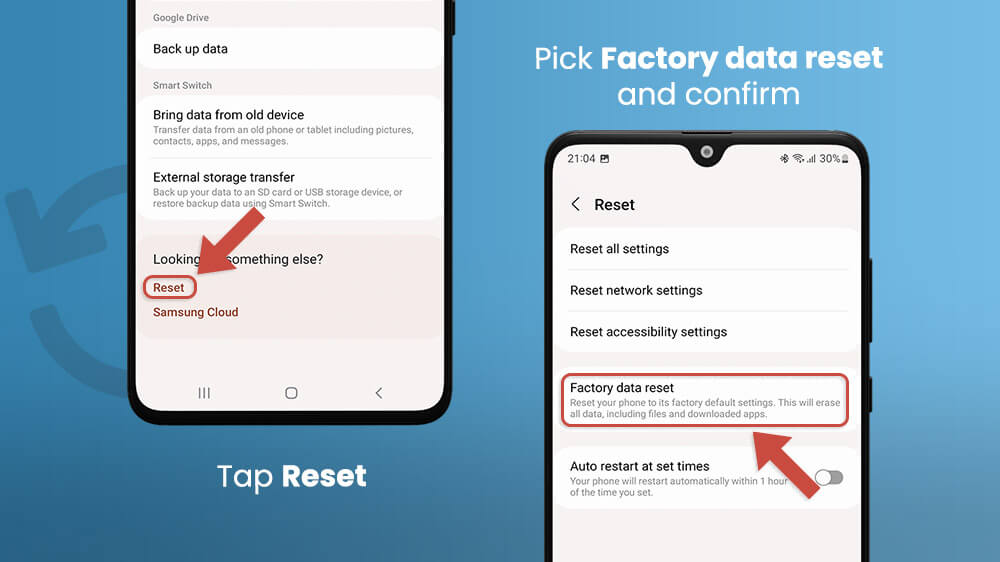 14. Pick Factory Data Reset on Android Smartphone