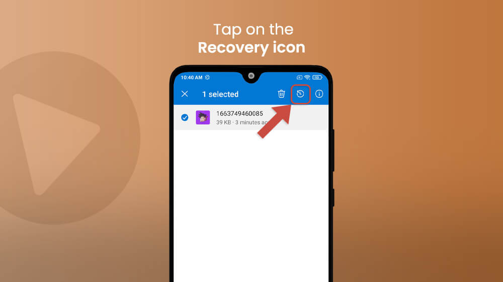Tap on the Recovery Icon in OneDrive App