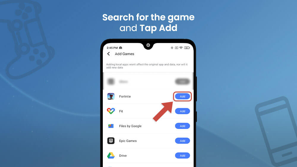 10. Search for the Game and Tap Add