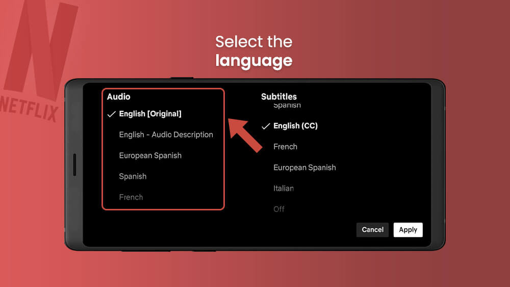 12. Select the Language in Netflix App