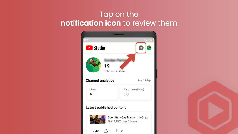 14. Review Notification in YouTube Studio App