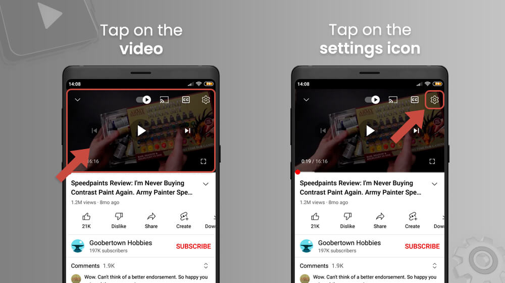 19. Open the Video Settings in the YouTube App