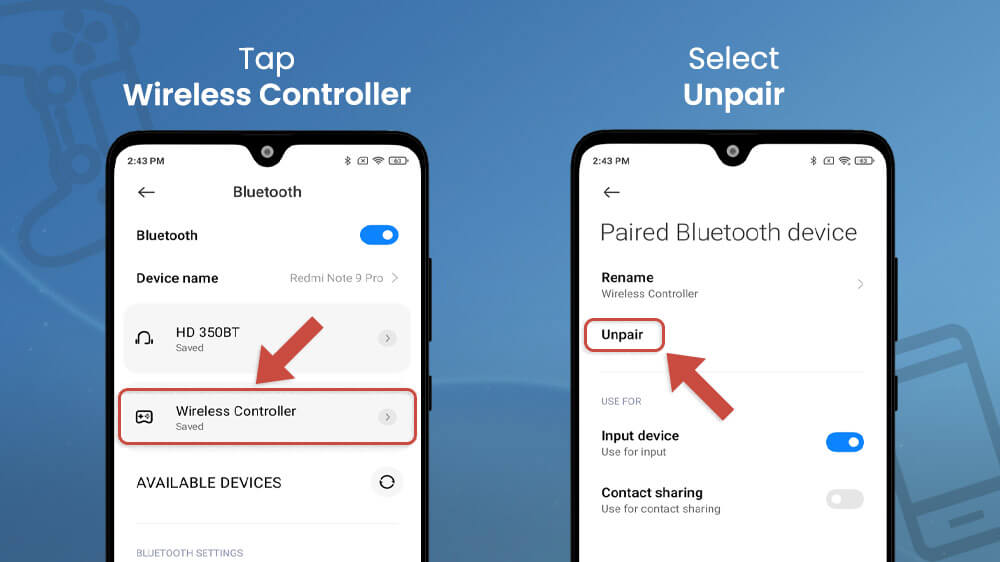 25. Unpair the Wireless Controller