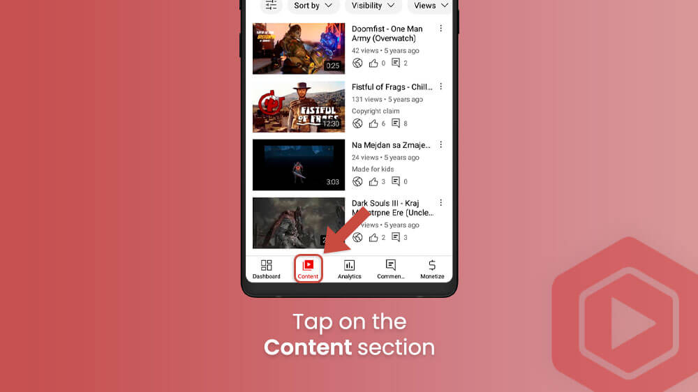 31. Tap on the Content Section