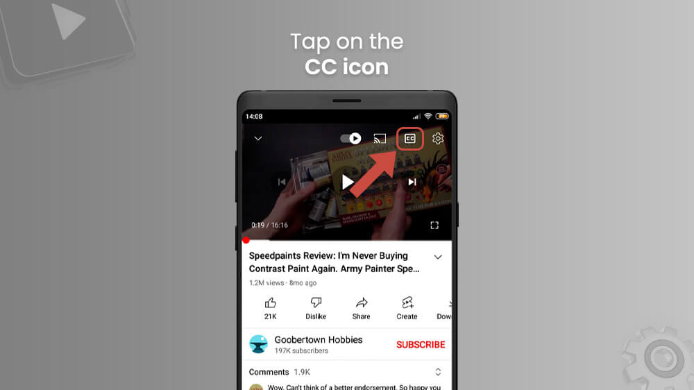 5. Tap on the CC Icon in YouTube App