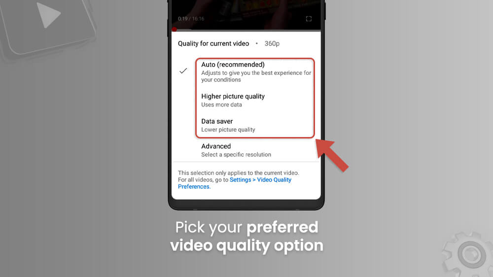 8. Pick Preferred YouTube Video Quality Option