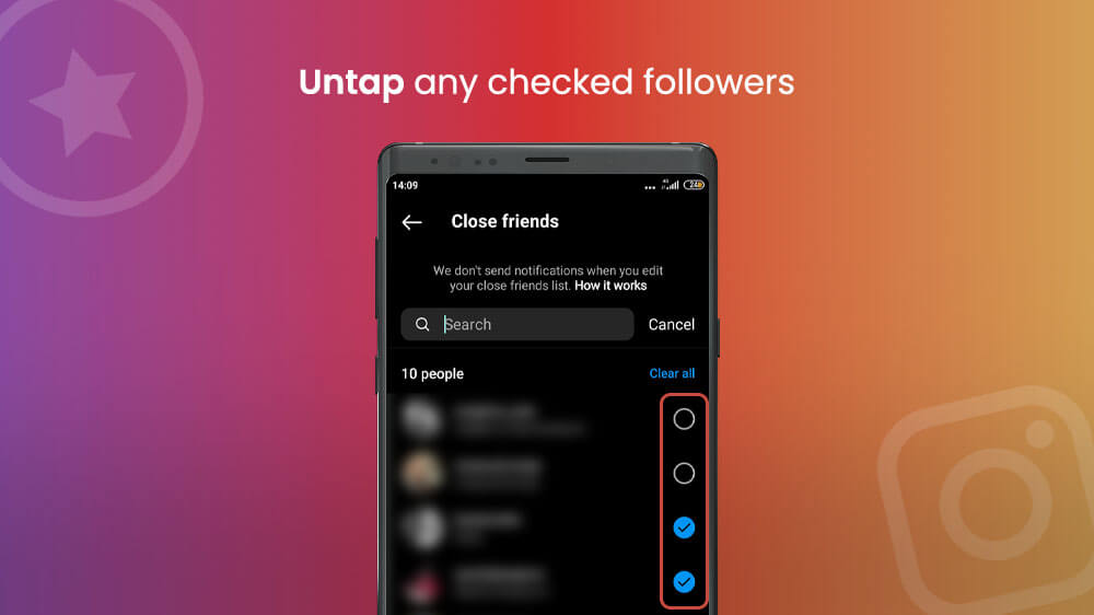 9. Untap Checked Followers in Instagram App