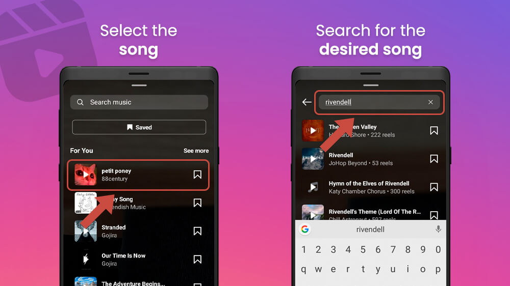 12. Select and Search for Song Instagram Reel