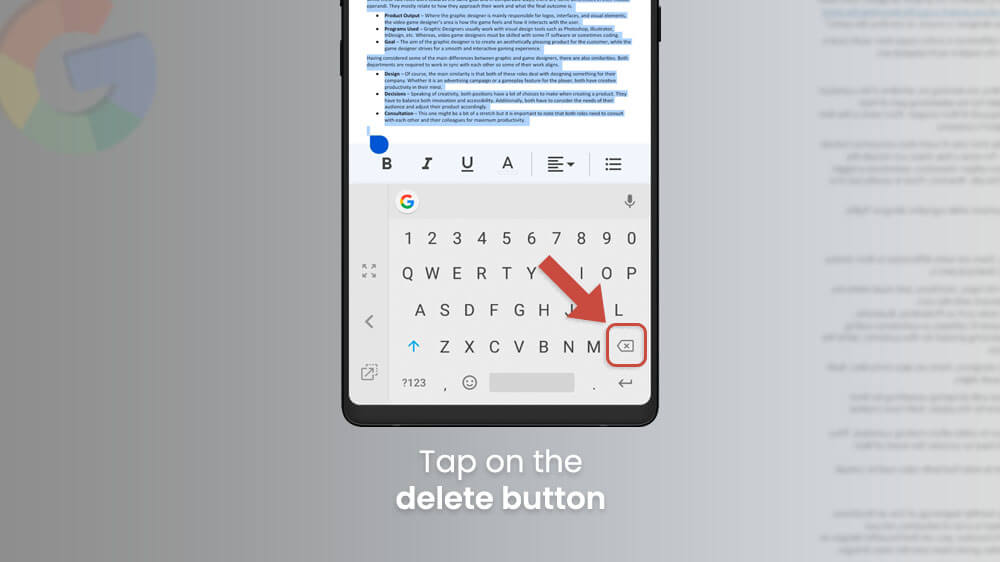 13. Tap on the Delete Button to Delete the Page in Google Docs