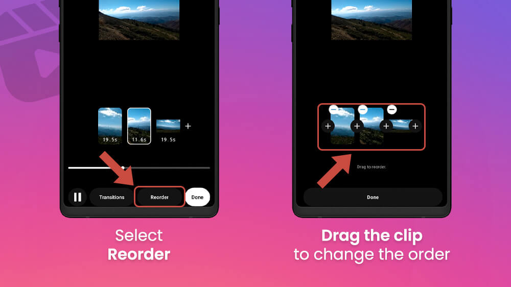 18. Reorder Clips for Instagram Reel