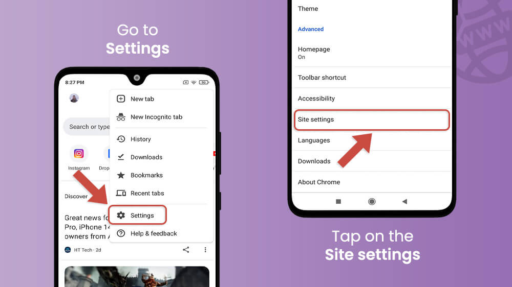 25. Go to Site Settings Google Chrome Android