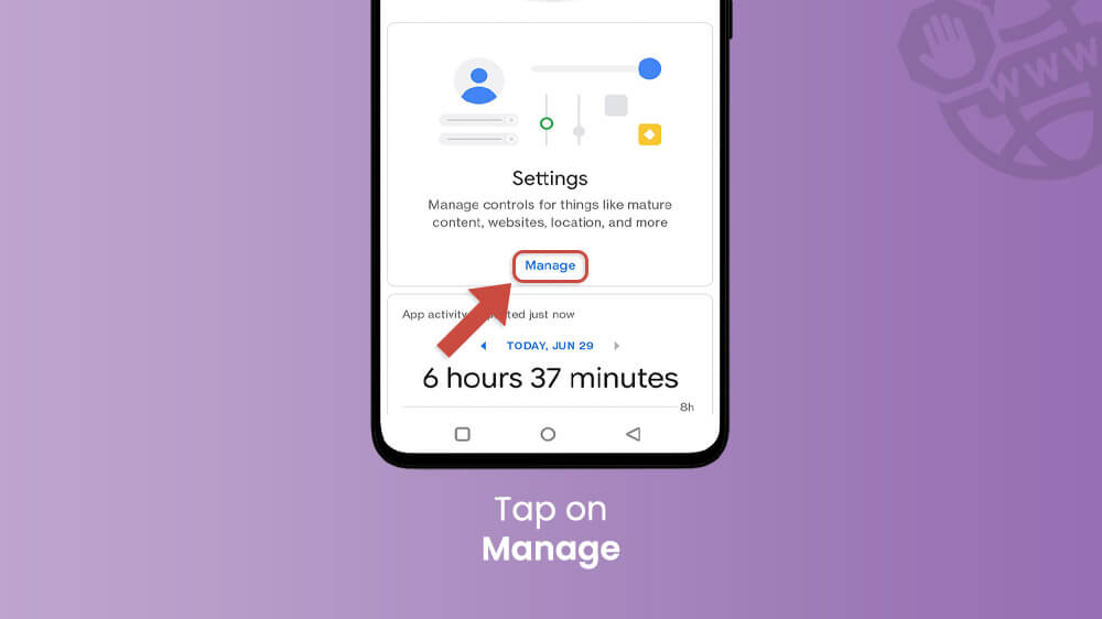 32. Tap on manage in Family Link app on Android