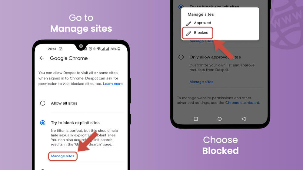 33. Go to manage blocked sites in Family Link app on Android