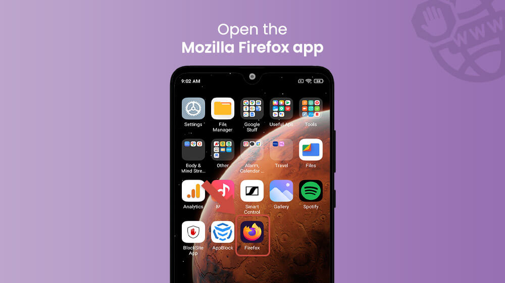 36. Open the Mozzila Firefox app on Android